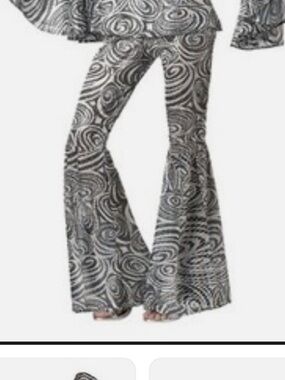 Costumes USA Dancing Queen Gray Swirl Flared Women's Hippie Pants Large